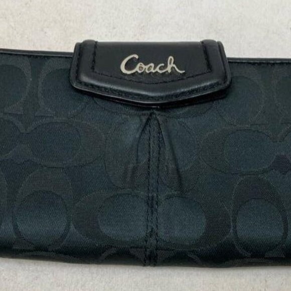 Pre Loved 2fer Coach Signature Monogram Triple Compartment Shoulder Bag & Wallet - Picture 5 of 8